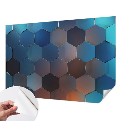 Carta da parati cameretta Esagoni blu