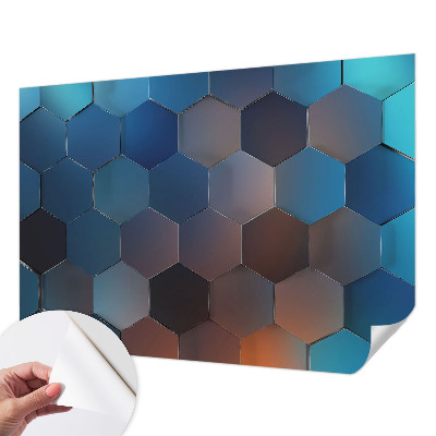 Carta da parati cameretta Esagoni blu