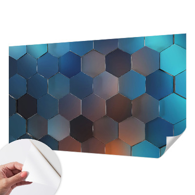 Carta da parati cameretta Esagoni blu