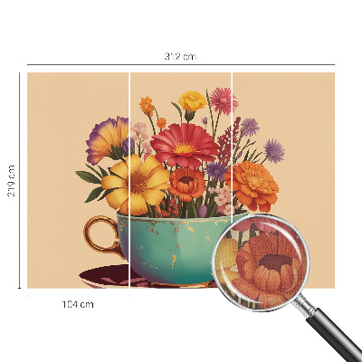 Carta da parati panoramica effetto 3D Un bouquet colorato