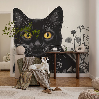 Carta da parati effetto profondità Fiori per gatti