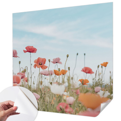 Carta da parati cameretta fiori di papavero