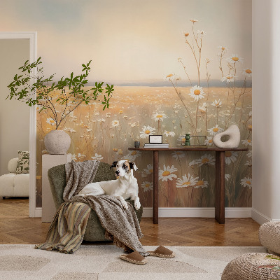 Carta da parati effetto profondità prato fiorito