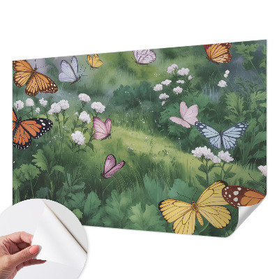 Carta da parati 3D Farfalle nel prato