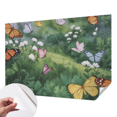 Carta da parati 3D Farfalle nel prato
