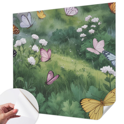 Carta da parati 3D Farfalle nel prato