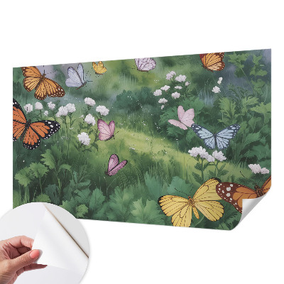 Carta da parati 3D Farfalle nel prato
