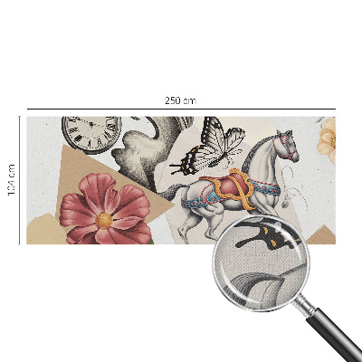 Carta da parati panoramica effetto 3D Fiori vintage