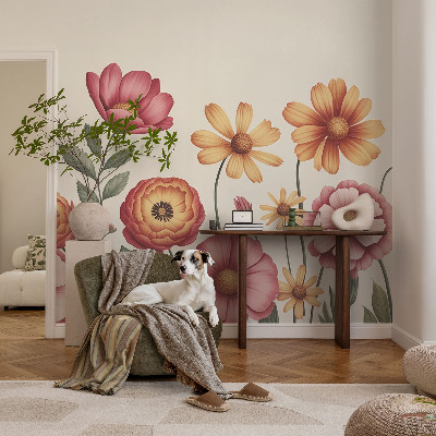 Carta da parati effetto profondità Composizione floreale