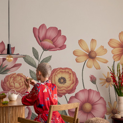 Carta da parati effetto profondità Composizione floreale