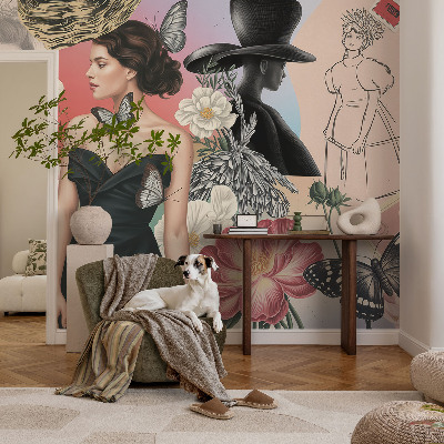 Fotomurale effetto 3D Fiori e ritratti