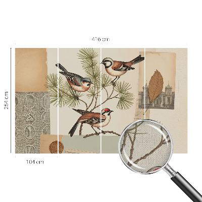 Fotomurale per bambini collage di uccelli