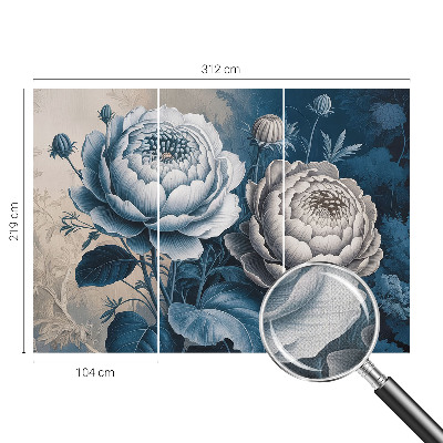 Carta da parati effetto profondità Fiori romantici