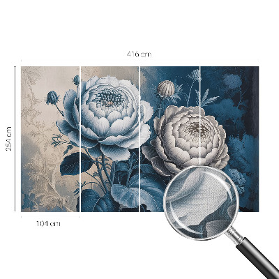 Carta da parati effetto profondità Fiori romantici