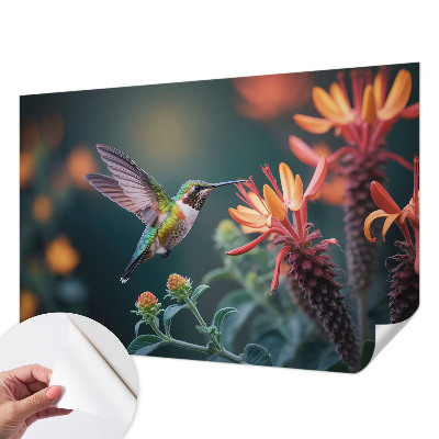 Carta da parati panoramica effetto 3D Fiori per colibrì