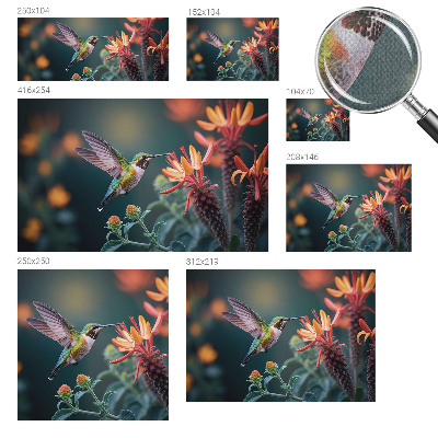 Carta da parati panoramica effetto 3D Fiori per colibrì
