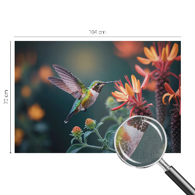 Carta da parati panoramica effetto 3D Fiori per colibrì
