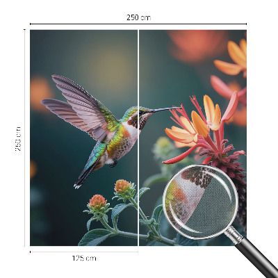 Carta da parati panoramica effetto 3D Fiori per colibrì