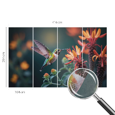 Carta da parati panoramica effetto 3D Fiori per colibrì
