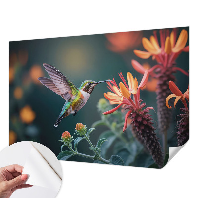 Carta da parati panoramica effetto 3D Fiori per colibrì