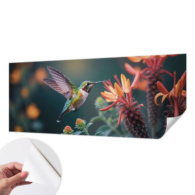 Carta da parati panoramica effetto 3D Fiori per colibrì