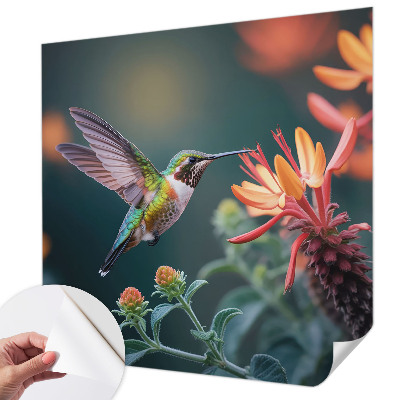 Carta da parati panoramica effetto 3D Fiori per colibrì