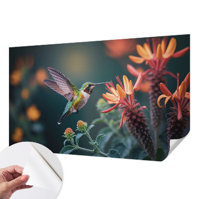Carta da parati panoramica effetto 3D Fiori per colibrì
