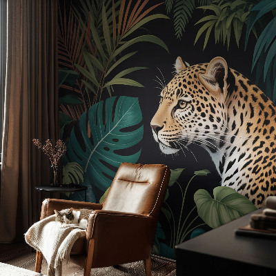 Carta da parati cameretta leopardo esotico
