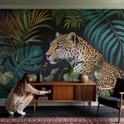 Carta da parati cameretta leopardo esotico