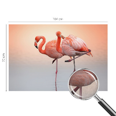 Carta da parati panoramica effetto 3D Fenicotteri delicati