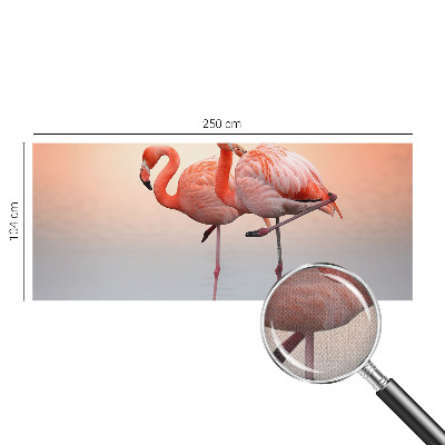 Carta da parati panoramica effetto 3D Fenicotteri delicati