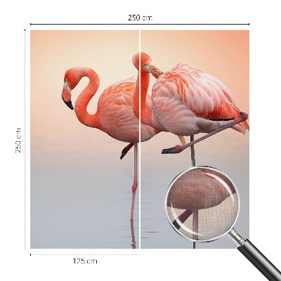 Carta da parati panoramica effetto 3D Fenicotteri delicati