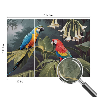 Carta da parati adesiva pappagalli colorati