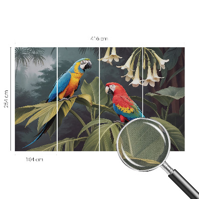 Carta da parati adesiva pappagalli colorati