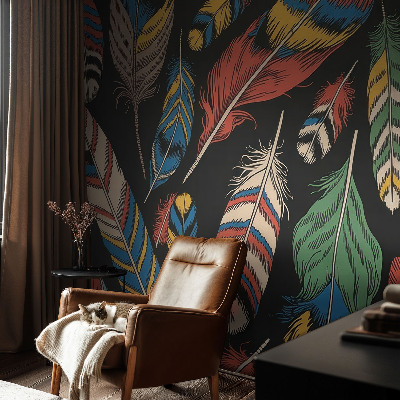 Carta da parati adesiva Piume colorate