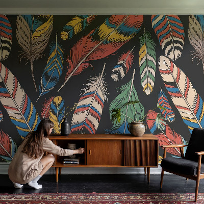 Carta da parati adesiva Piume colorate