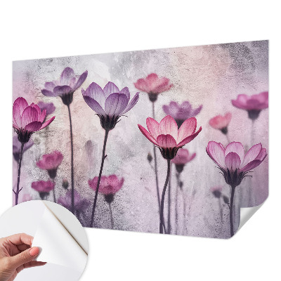 Carta da parati panoramica effetto 3D Fiori color pastello