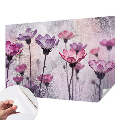 Carta da parati panoramica effetto 3D Fiori color pastello