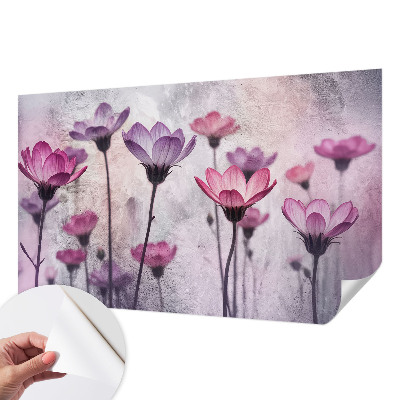 Carta da parati panoramica effetto 3D Fiori color pastello