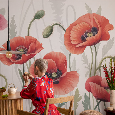 Fotomurale per bambini papaveri rossi