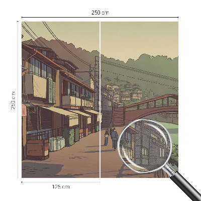 Carta da parati panoramica effetto 3D paesaggio dai colori pastello