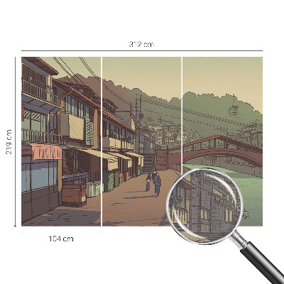 Carta da parati panoramica effetto 3D paesaggio dai colori pastello