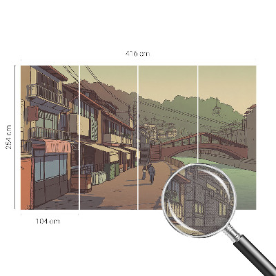 Carta da parati panoramica effetto 3D paesaggio dai colori pastello