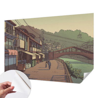 Carta da parati panoramica effetto 3D paesaggio dai colori pastello