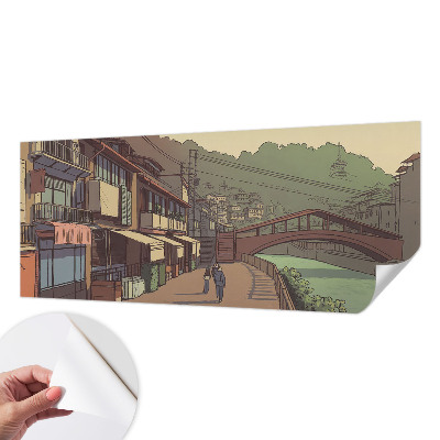 Carta da parati panoramica effetto 3D paesaggio dai colori pastello