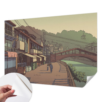 Carta da parati panoramica effetto 3D paesaggio dai colori pastello