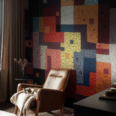 Carta da parati effetto profondità Forme multicolori