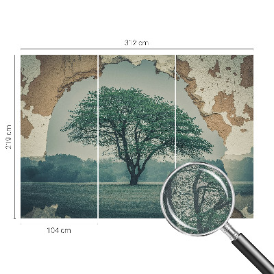 Carta da parati panoramica effetto 3D Un albero solitario