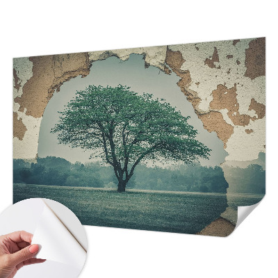 Carta da parati panoramica effetto 3D Un albero solitario
