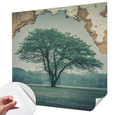 Carta da parati panoramica effetto 3D Un albero solitario